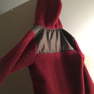 red fluffy warm jacket